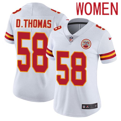 Women Kansas City Chiefs #58 Derrick Thomas Nike White Vapor Limited NFL Jersey->women nfl jersey->Women Jersey